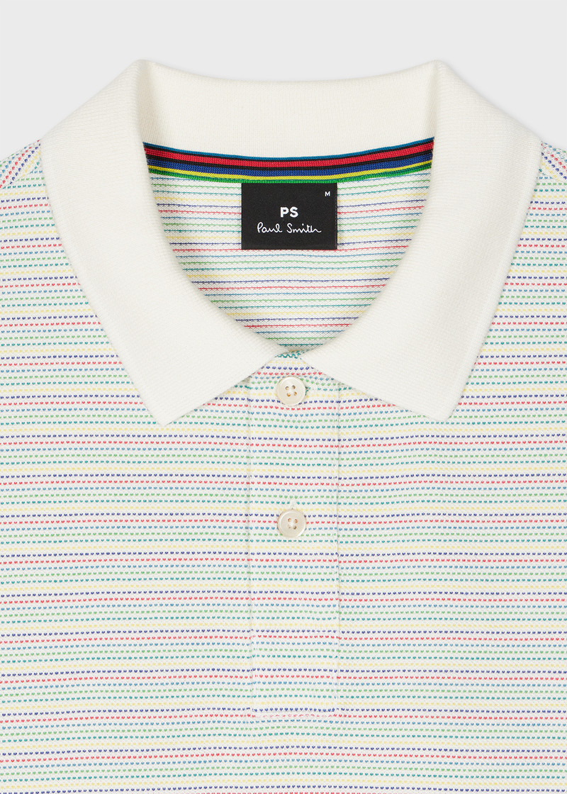 Paul Smith Ecru 'Sports Stripe' Cotton Polo Shirt outlook
