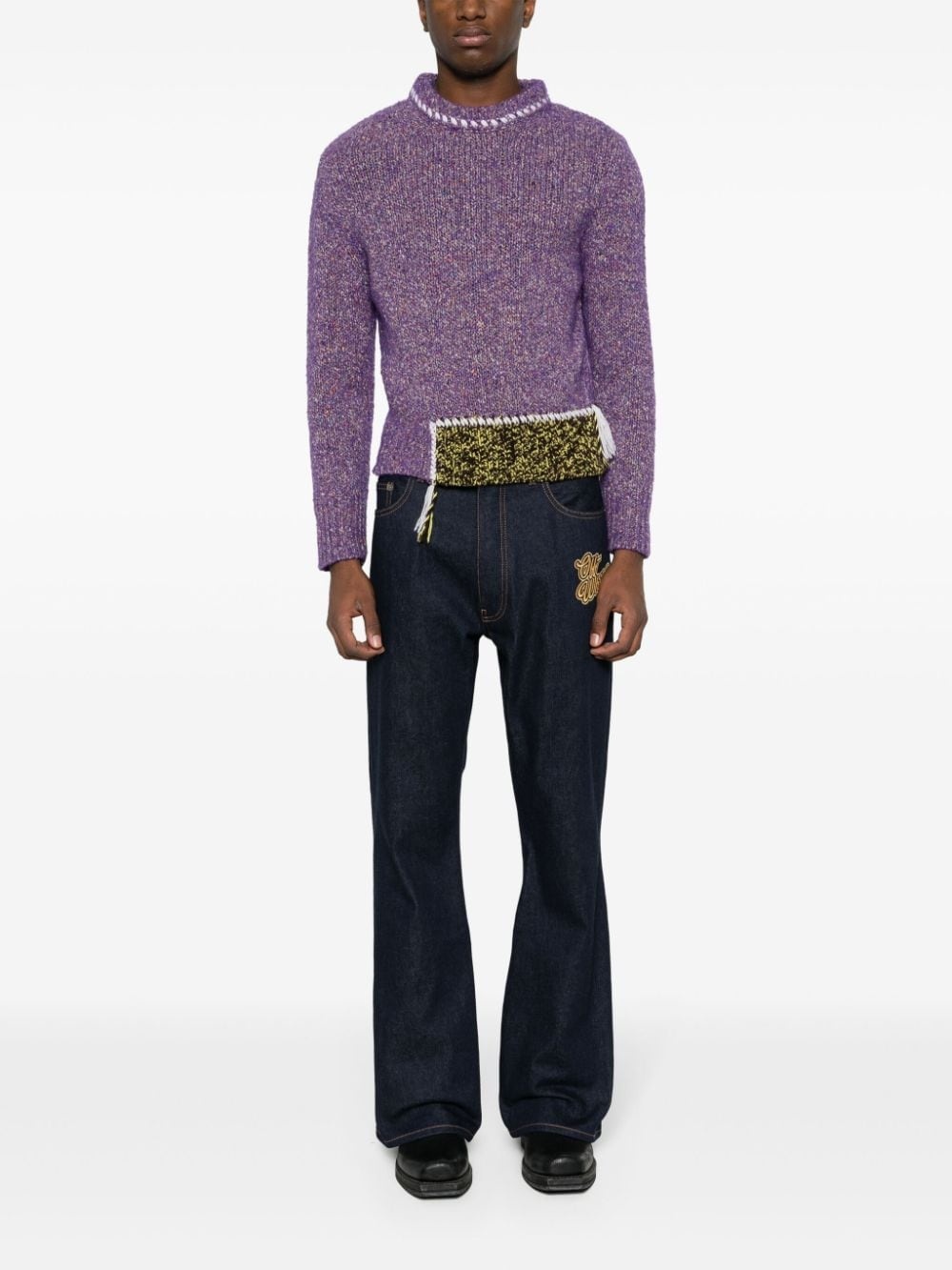 logo-embroidered flared jeans - 2