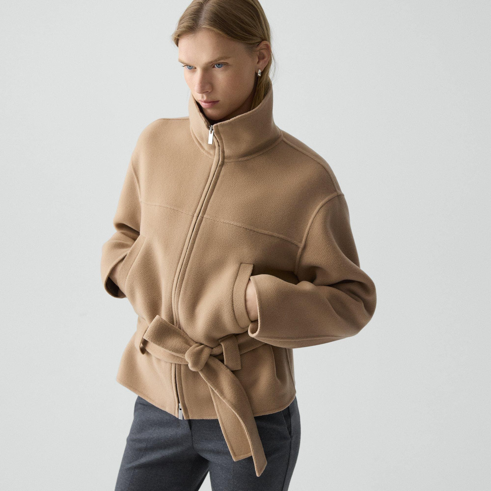 Cropped Anorak Jacket in Textured Wool-Cashmere - 5