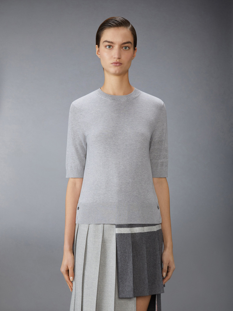 Thom Browne JERSEY STITCH POINTELLE 4-BAR TEE outlook
