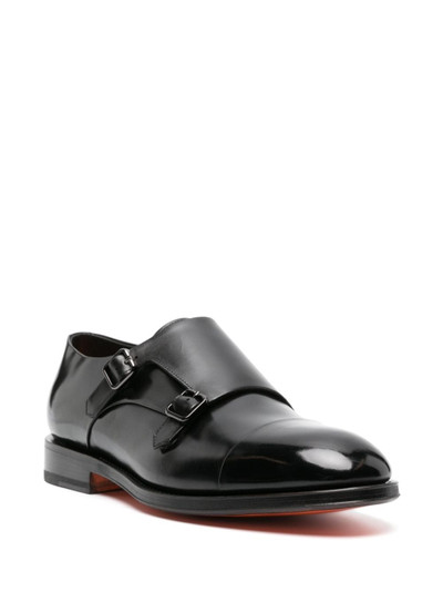 Santoni double-buckled patent-leather shoes outlook