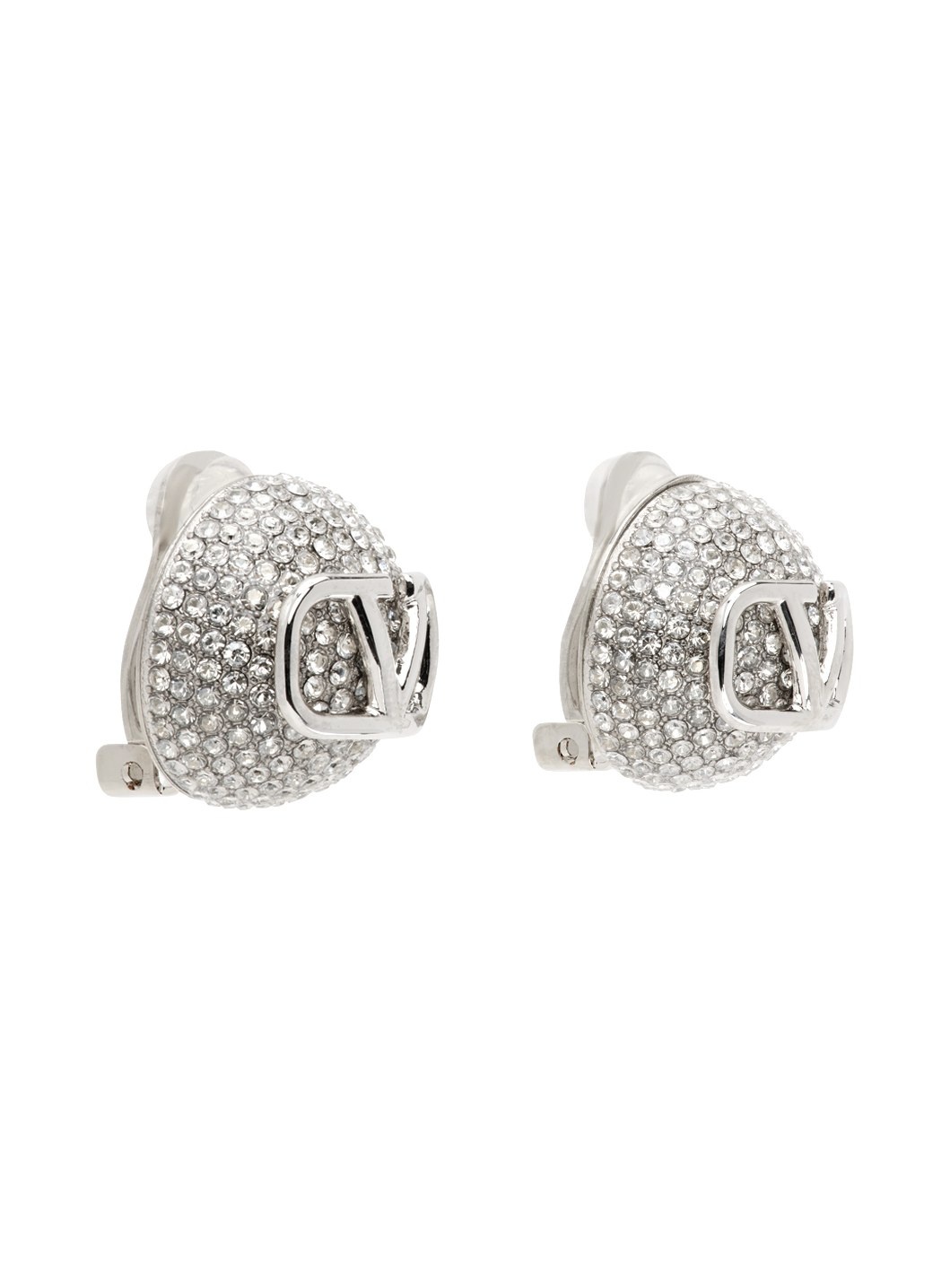 Silver VLogo Signature Metal & Crystal Earrings - 2
