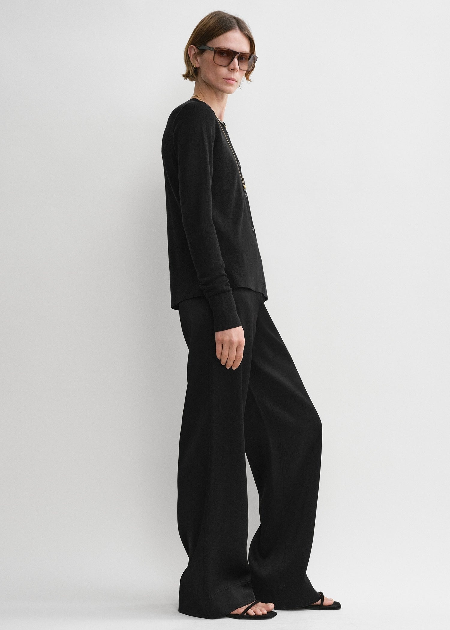 Contrast satin trousers black - 2