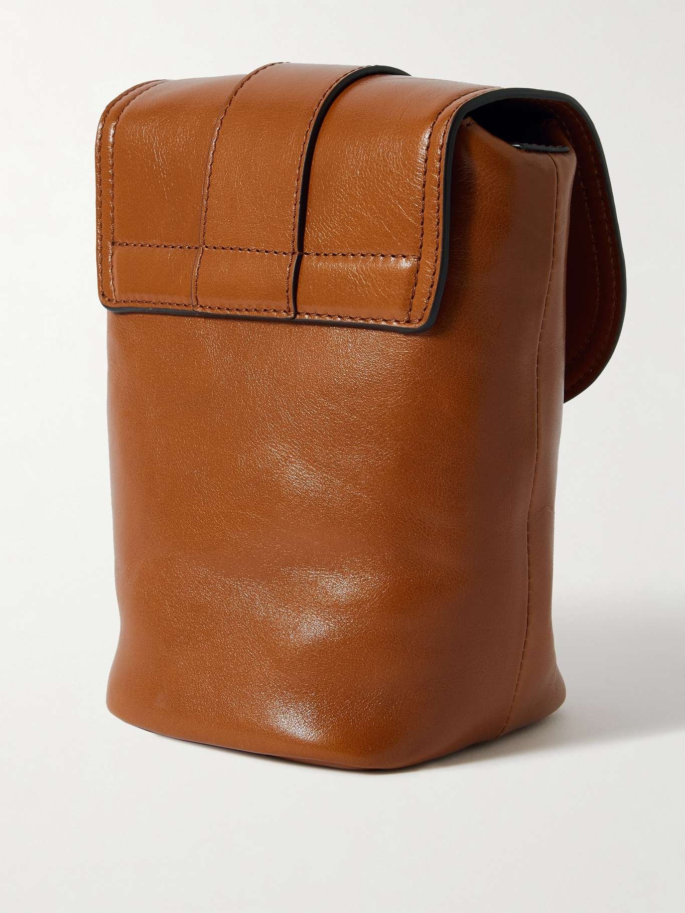 Camera leather shoulder bag Brown - 3