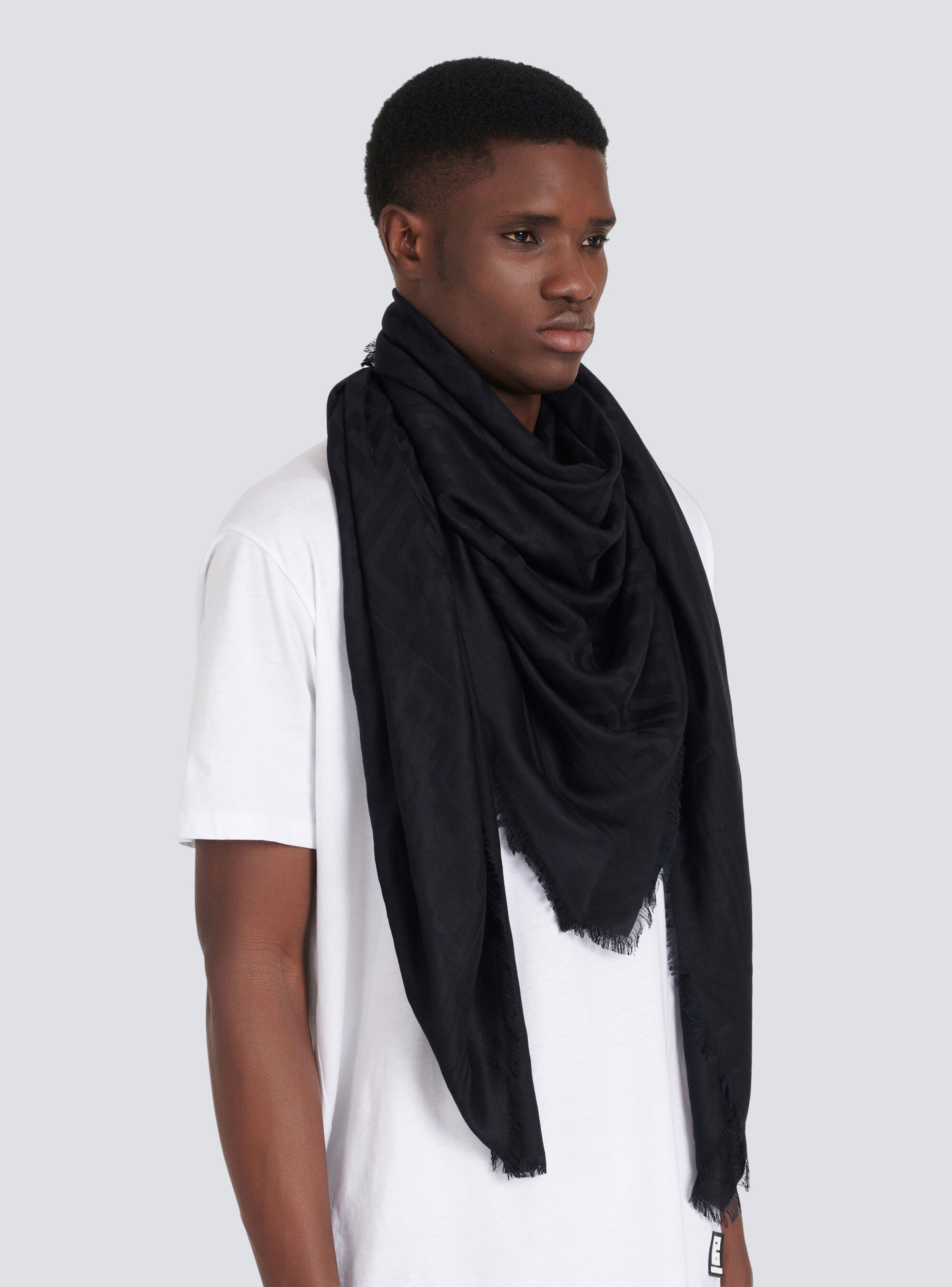 Viscose scarf with Balmain monogram pattern - 2