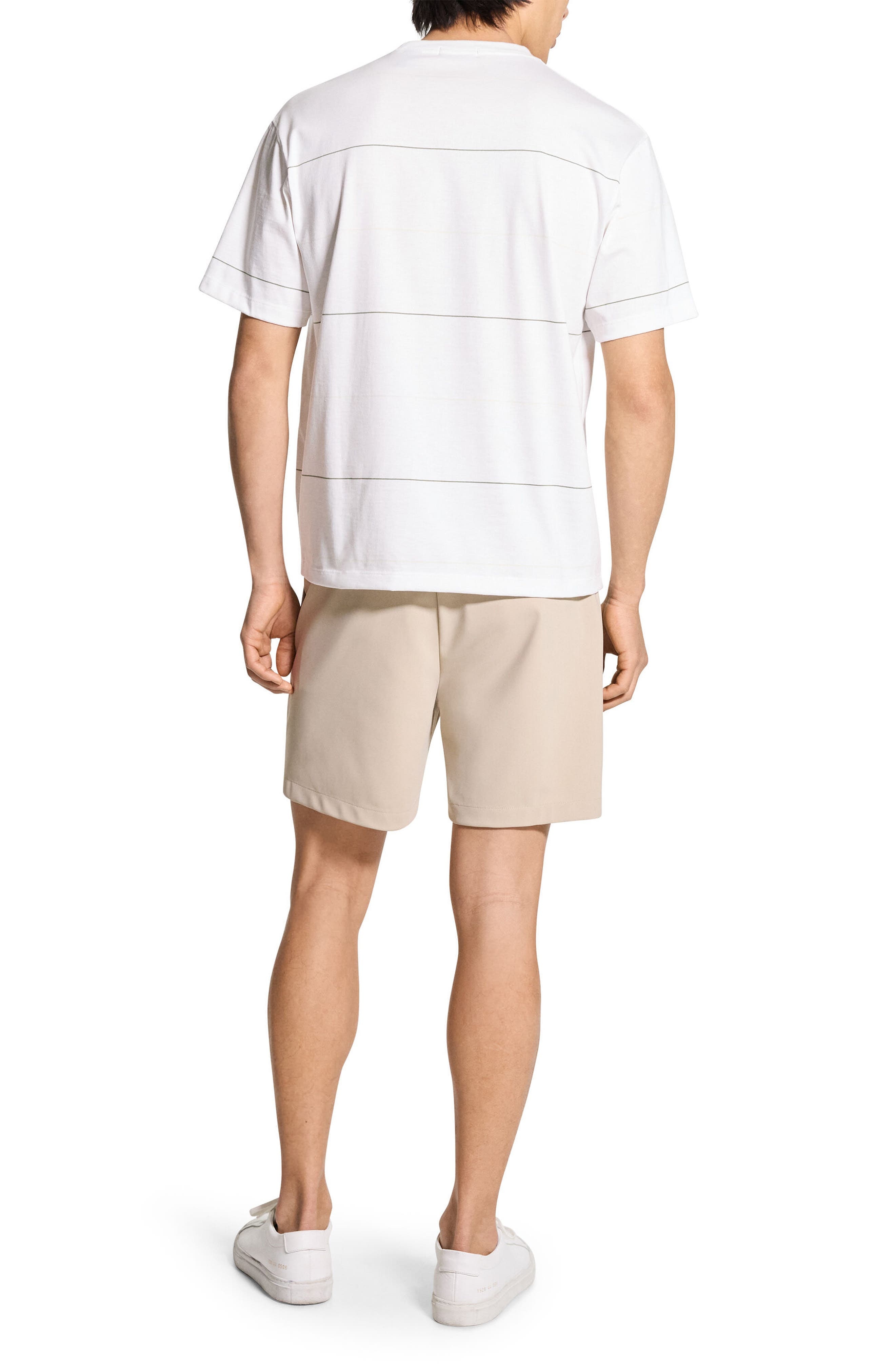 Theory Stripe Relaxed Pima Cotton T-Shirt in White Multi at Nordstrom - 8