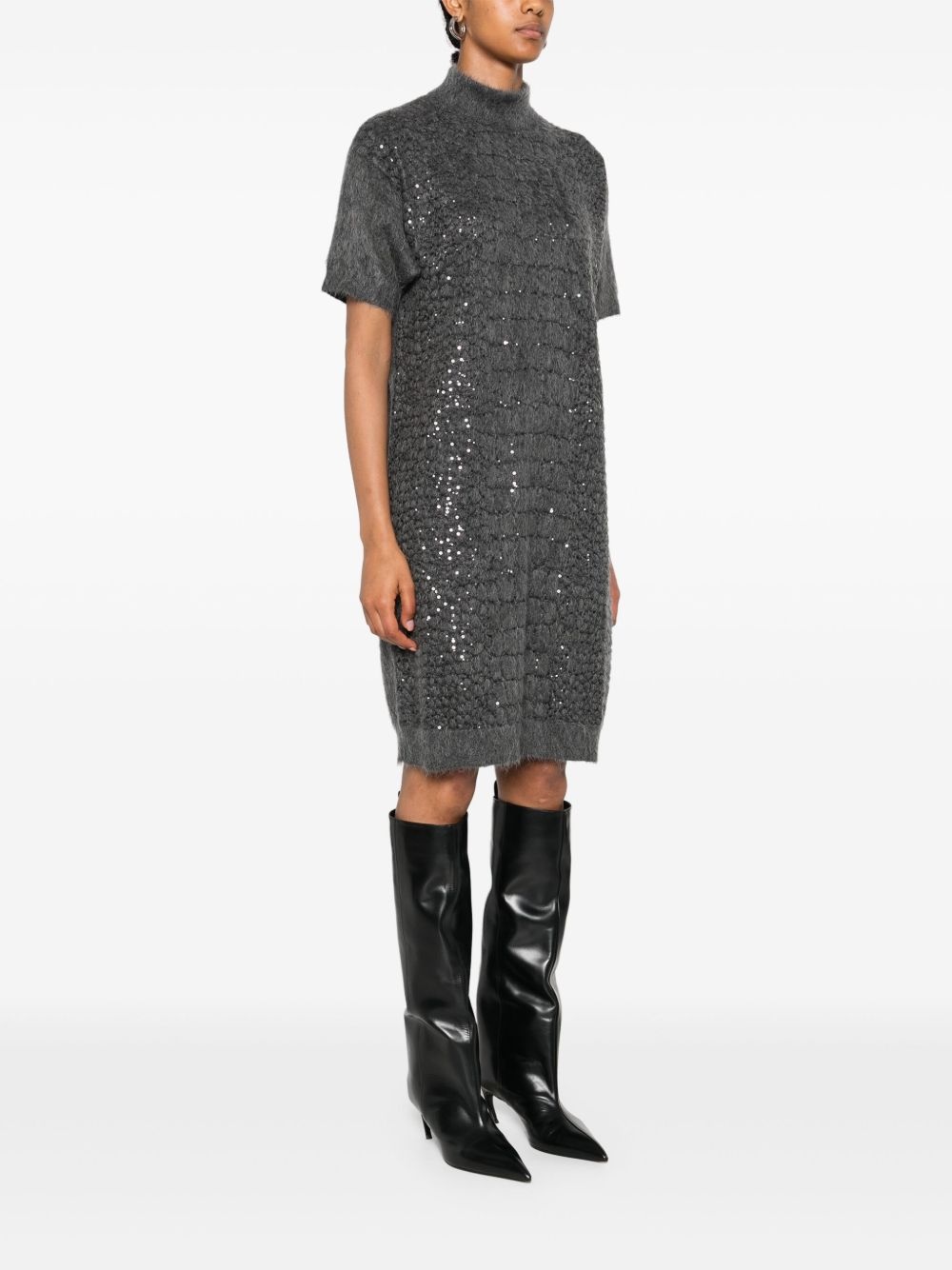 sequin-embellished high-neck dress - 3