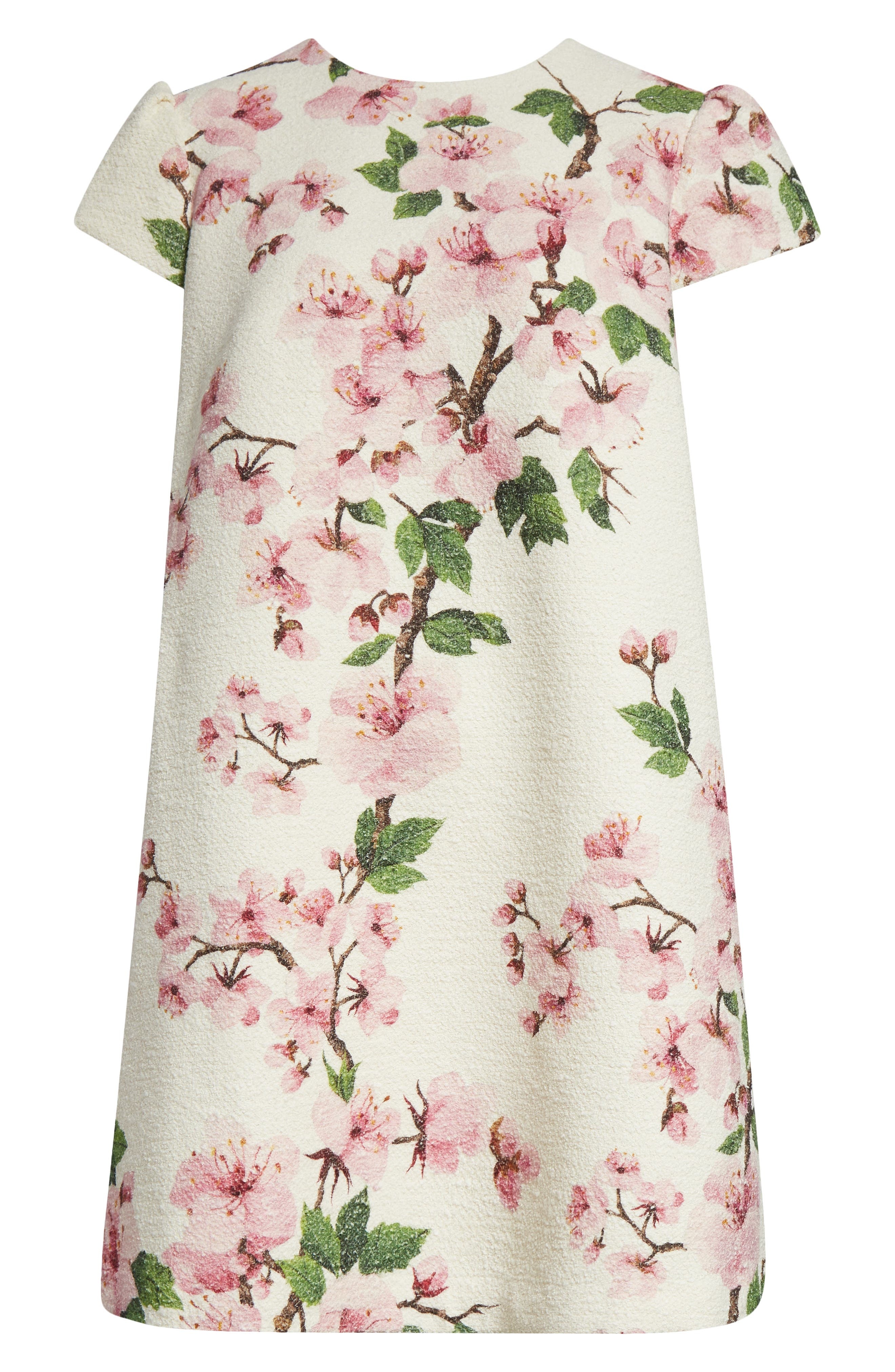 Oscar de la Renta Cherry Blossom Cap Sleeve Shift Dress in Pink/Ivorys at Nordstrom - 5