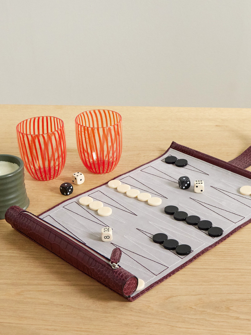 Smythson Croc-effect Leather Backgammon Roll outlook