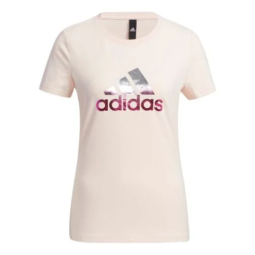 (WMNS) adidas Fi Tee Foil Casual Sports Round Neck Short Sleeve Pink Tin T-Shirt GP0684 - 1