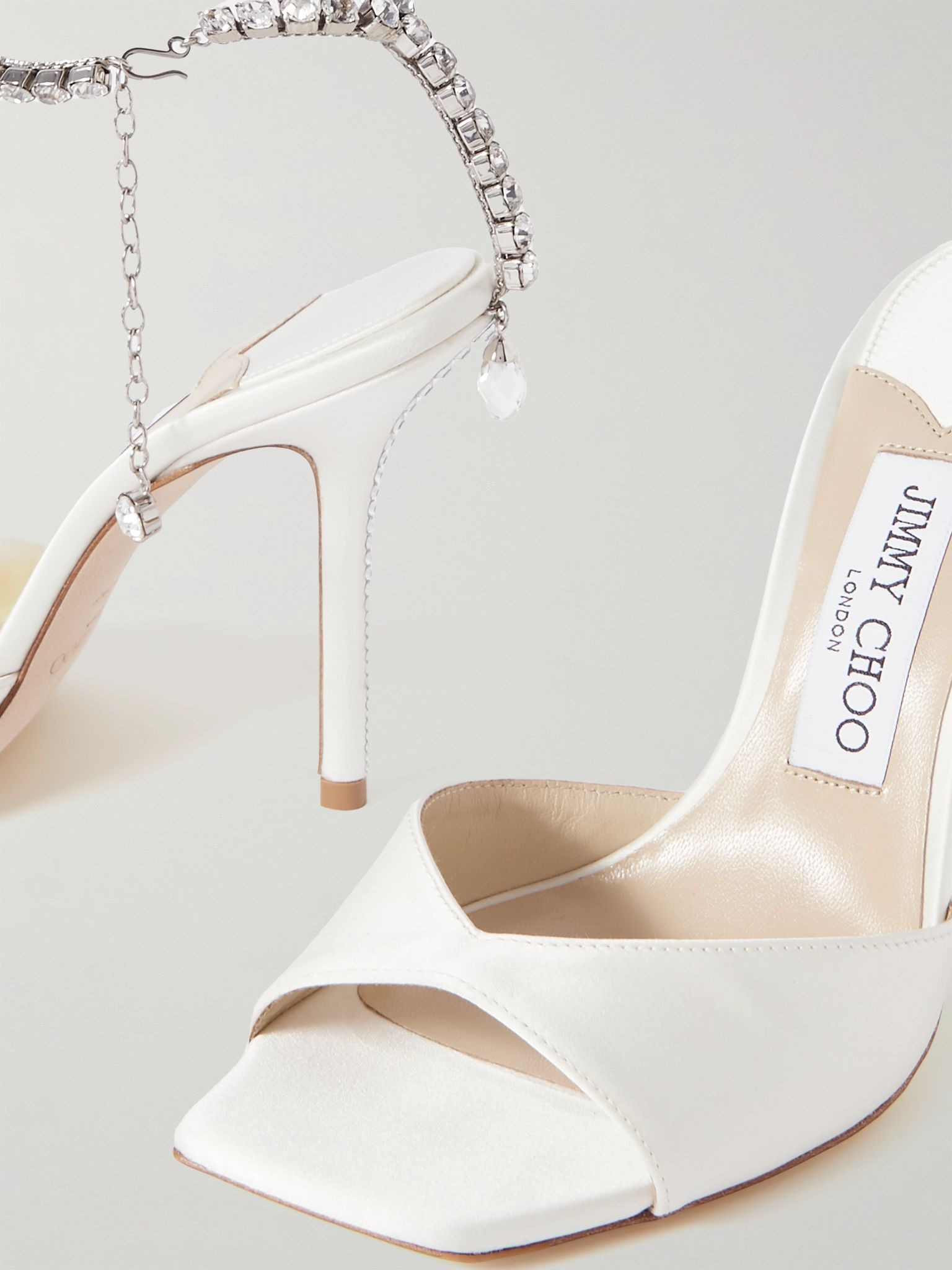 Saeda 100 crystal-embellished satin sandals White - 4