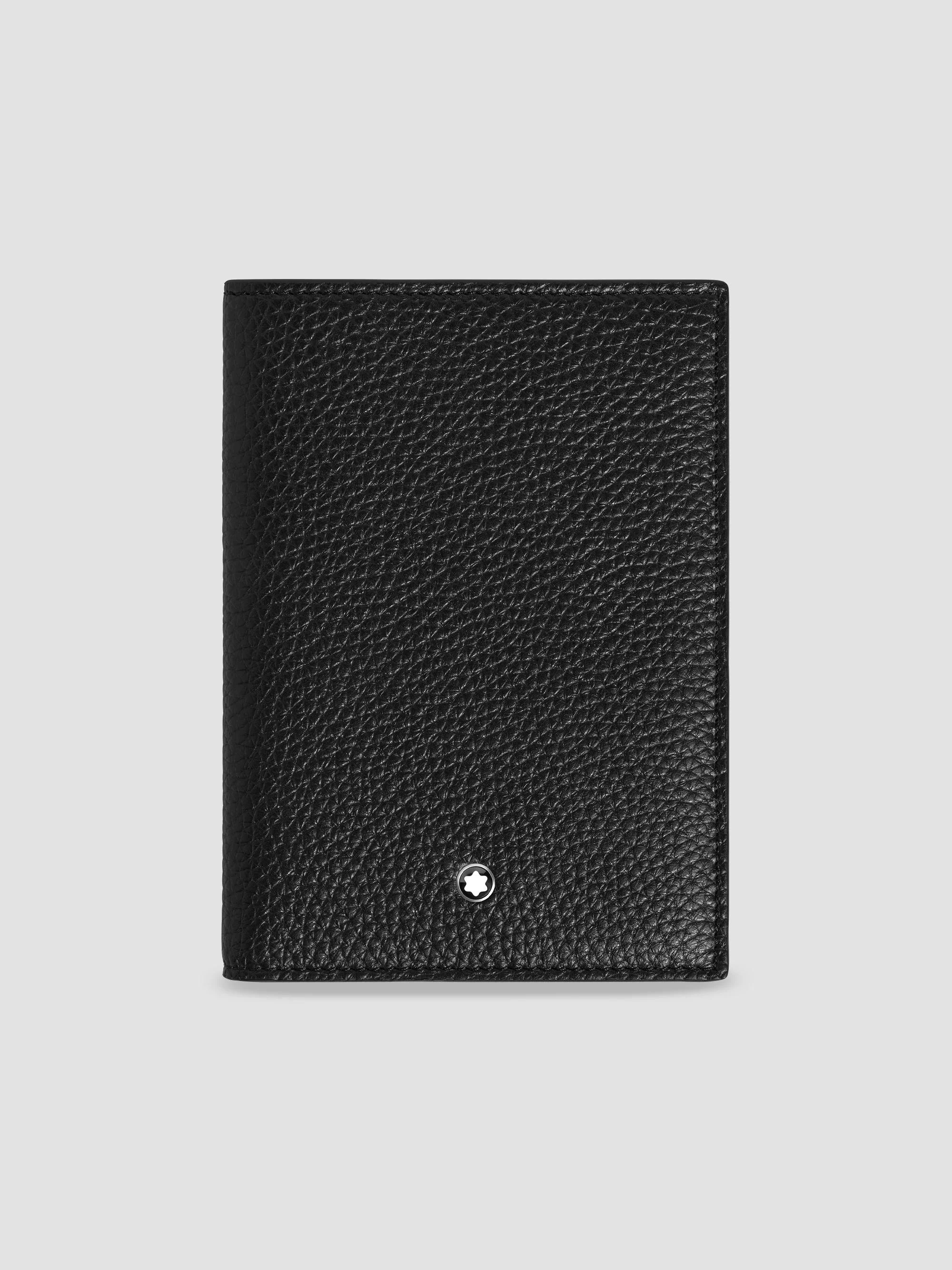Men's Leather Bifold Passport Holder - Black - 1