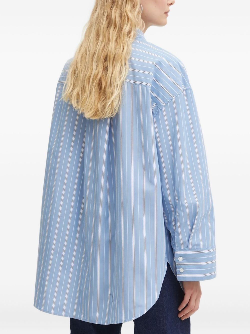 striped button-fastening shirt - 2