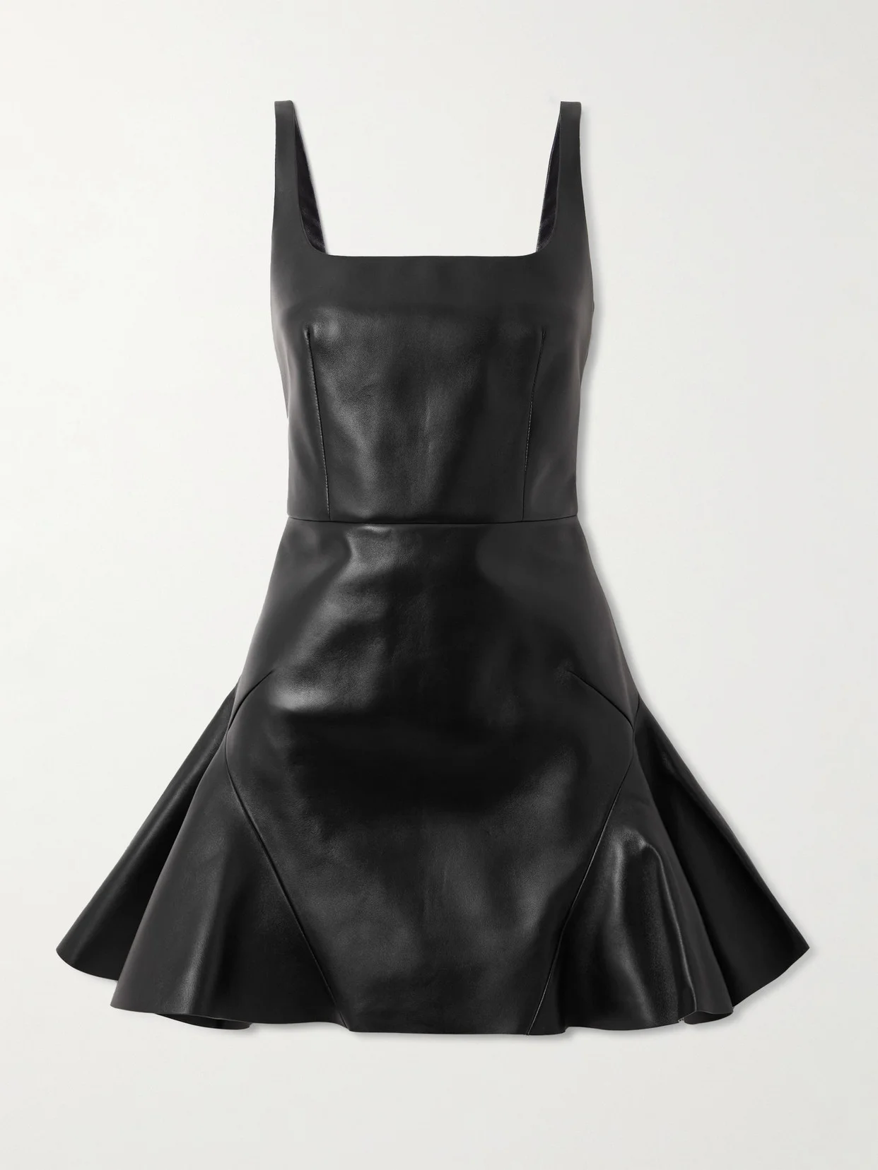 Paneled Leather Mini Dress - 1