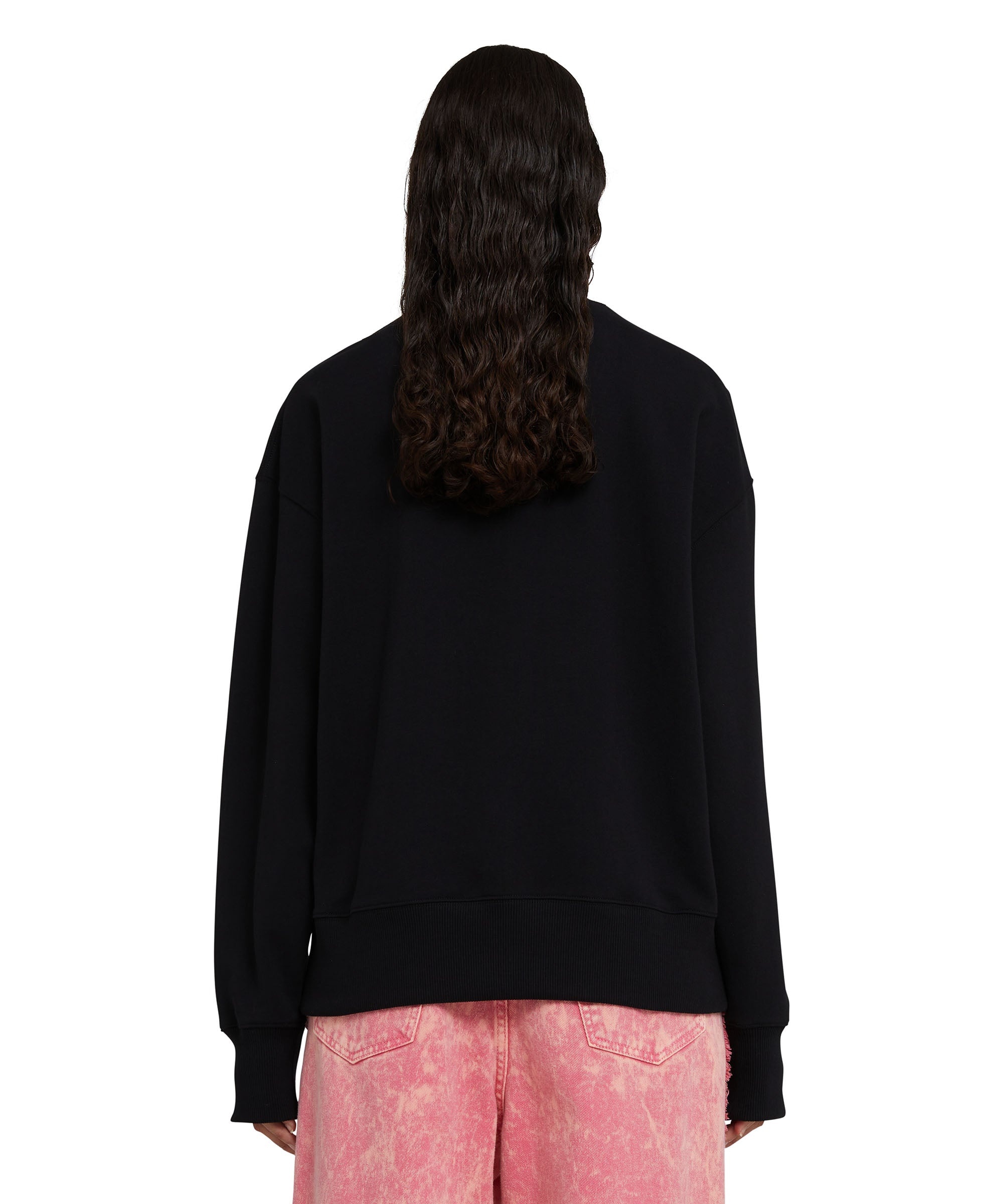 Solid color cotton crewneck sweatshirt with "club paradiso" graphic - 4