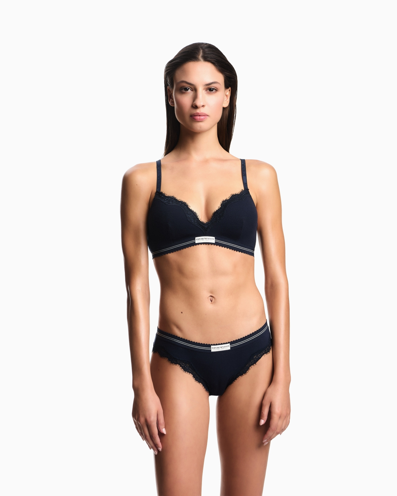 RIBBED FABRIC BRIEFS WITH LACE DETAIL - 2