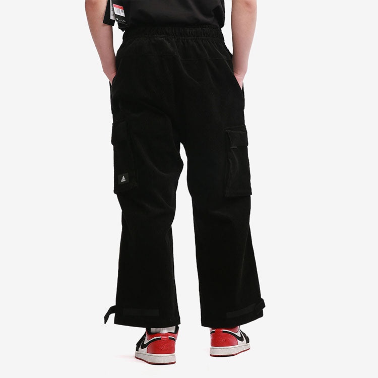 adidas Ub Pnt Cdr Sports Cargo Pocket corduroy Long Pants Black GP0878 - 3