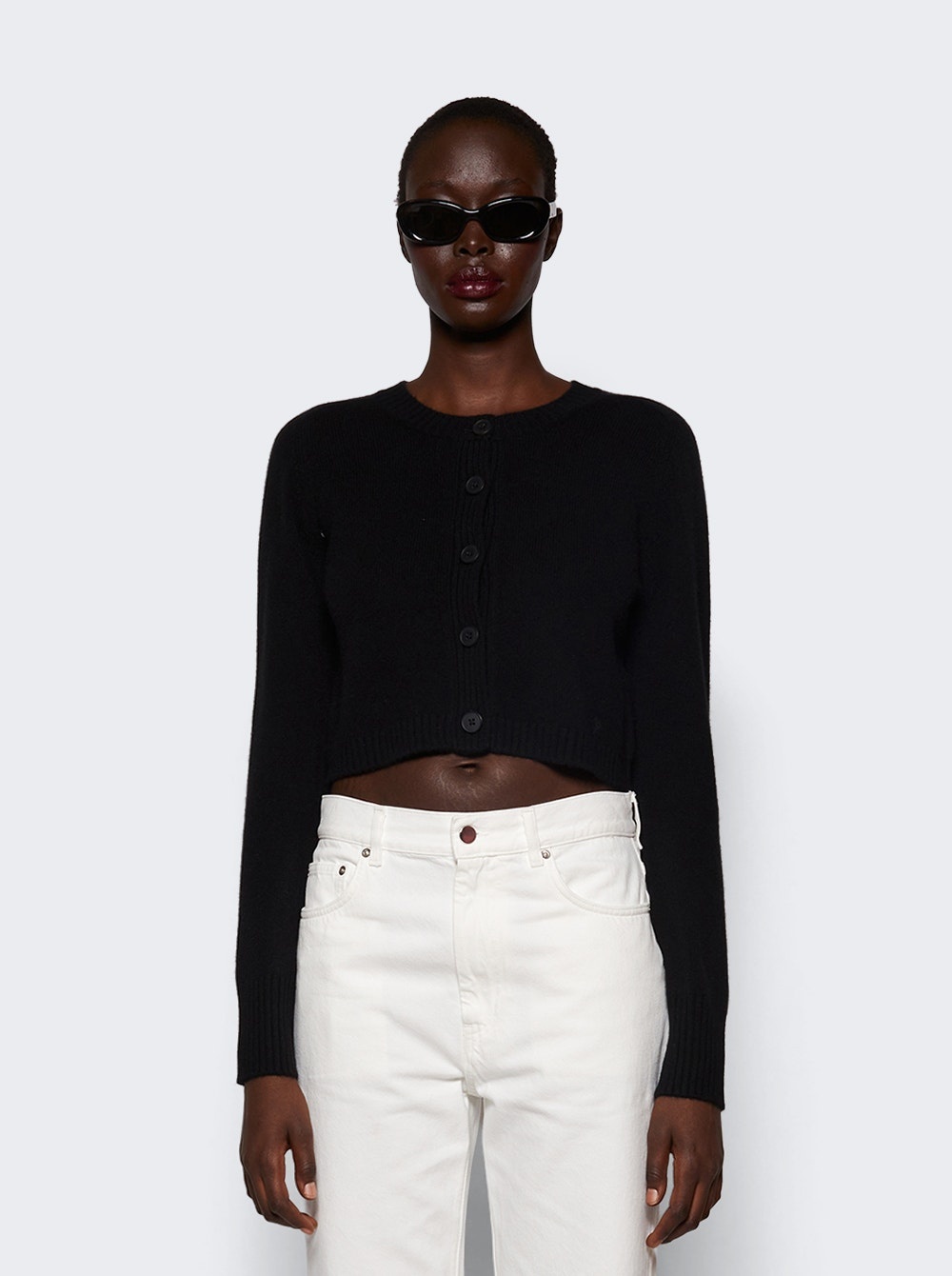 Zephir Cashmere Cropped Cardigan Black - 3