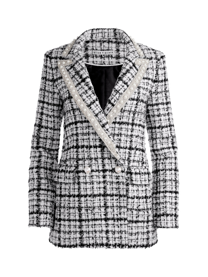 JUSTIN ROLLED CUFF EMBELLISHED DOUBLE BREASTED BLAZER 1