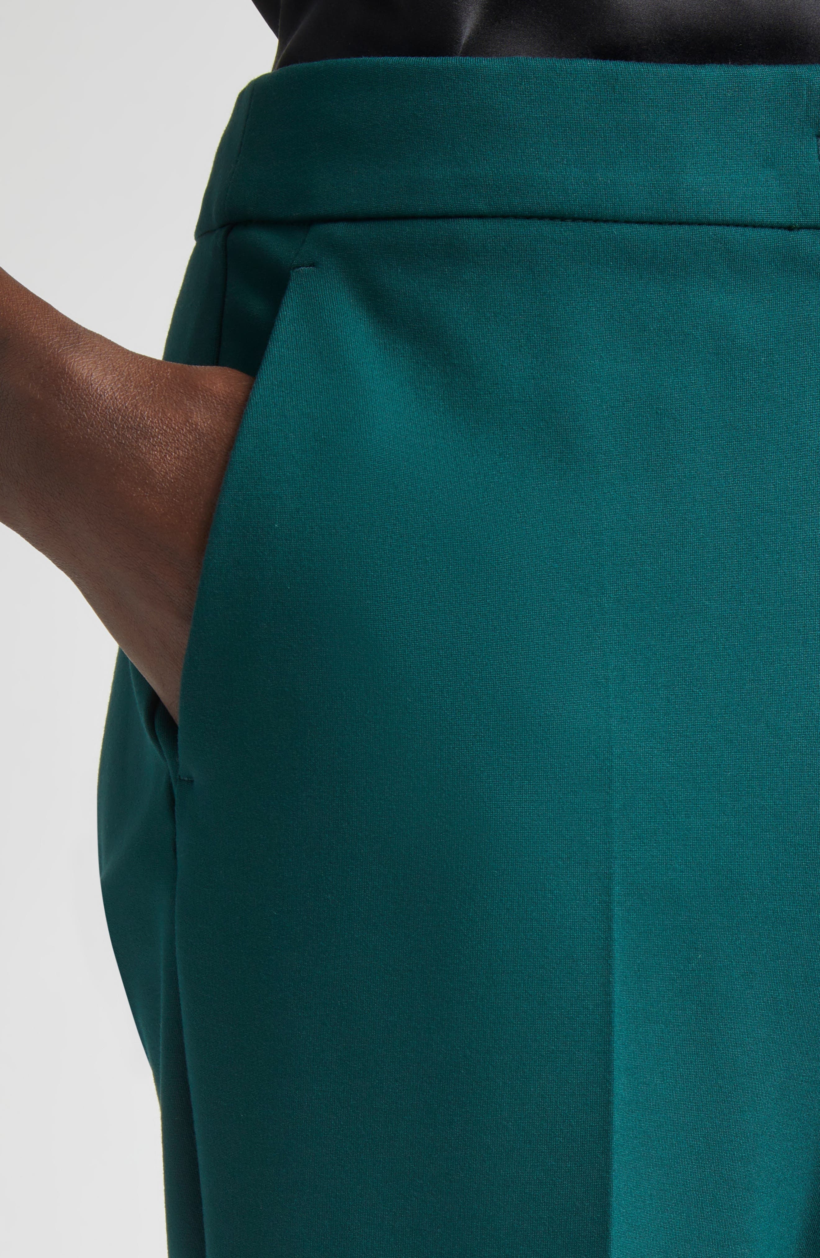 Max Mara Pegno Slim Fit Jersey Ankle Pants in Dark Green at Nordstrom - 5