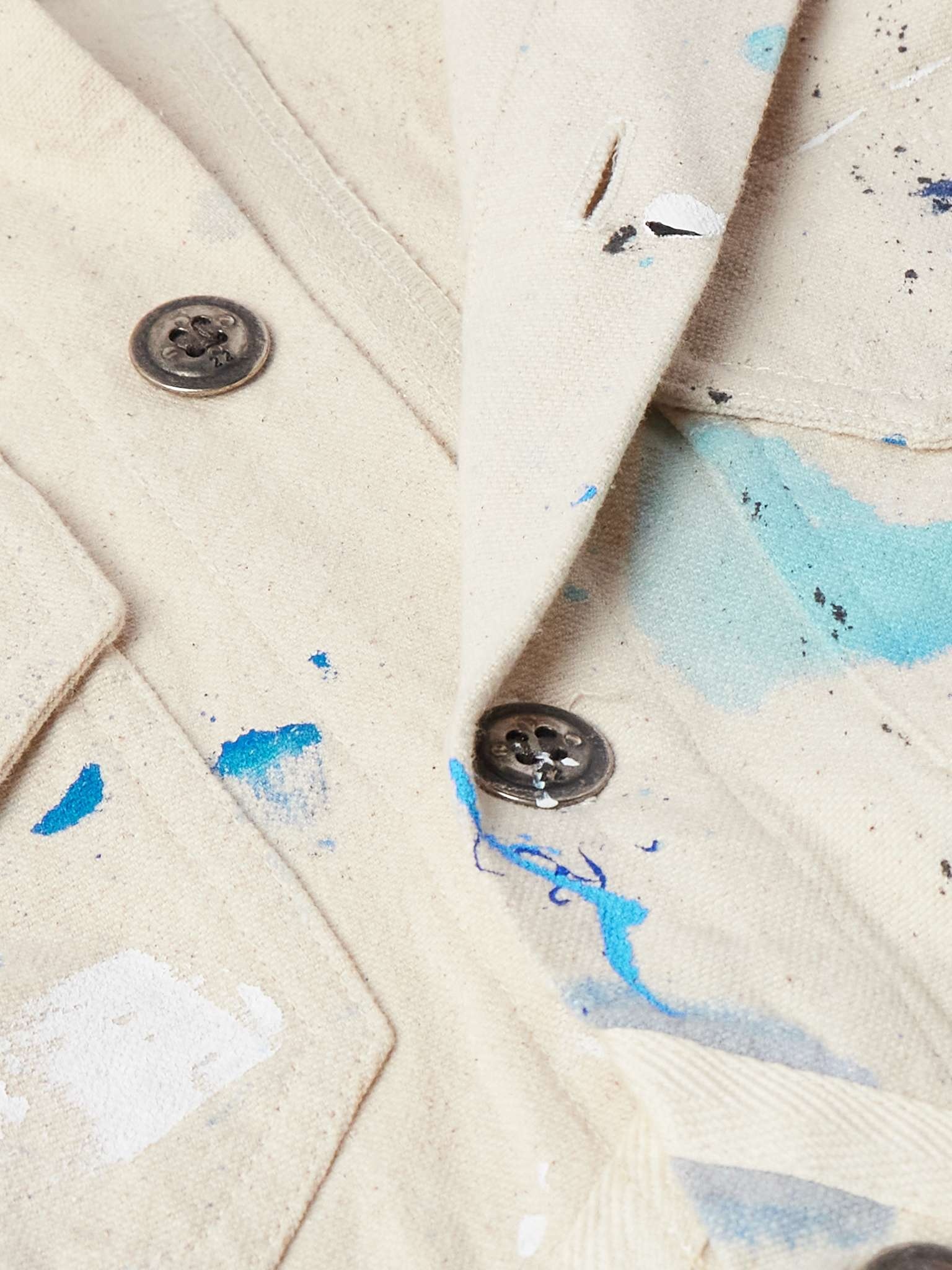 Shawl-Collar Paint-Splattered Cotton-Canvas Overshirt - 4