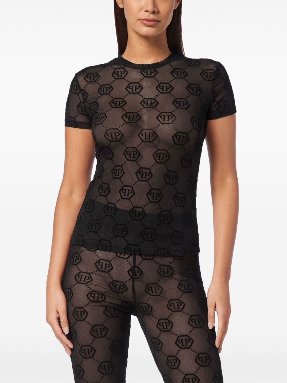 monogram tulle t-shirt - 3