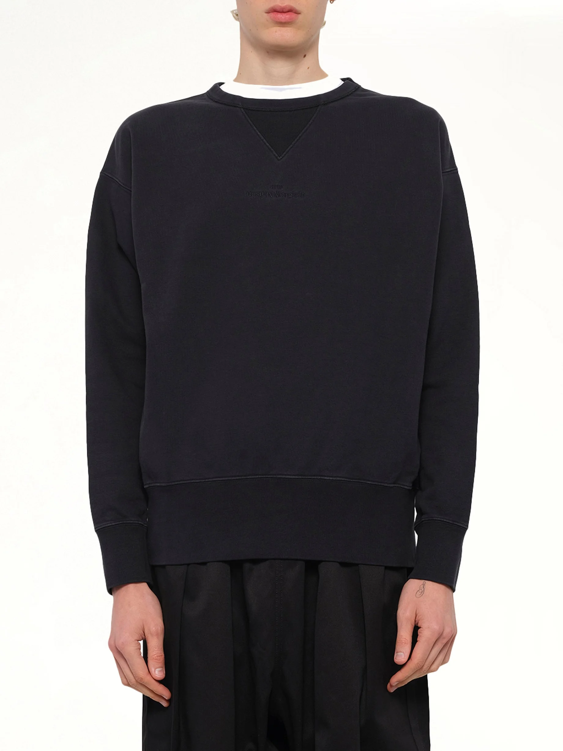Cotton Fleece Sweatshirt in Washed Black - 1