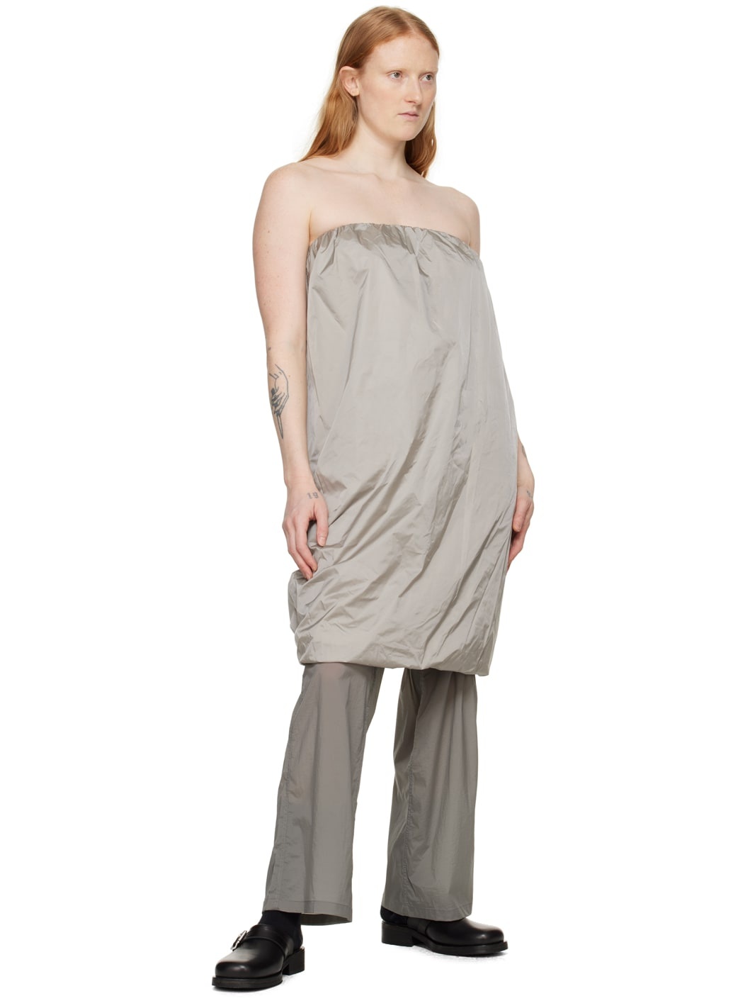 Gray Shirred Minidress - 4