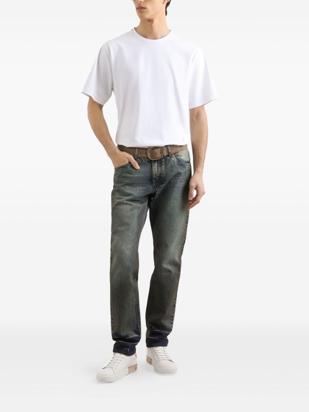 faded-wash jeans - 2