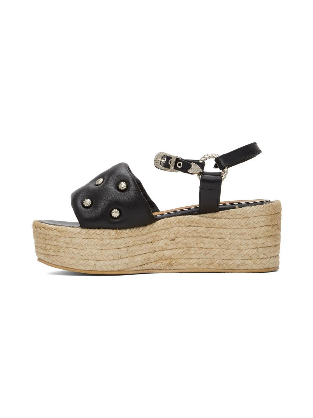 Black Wedge Sandals - 3