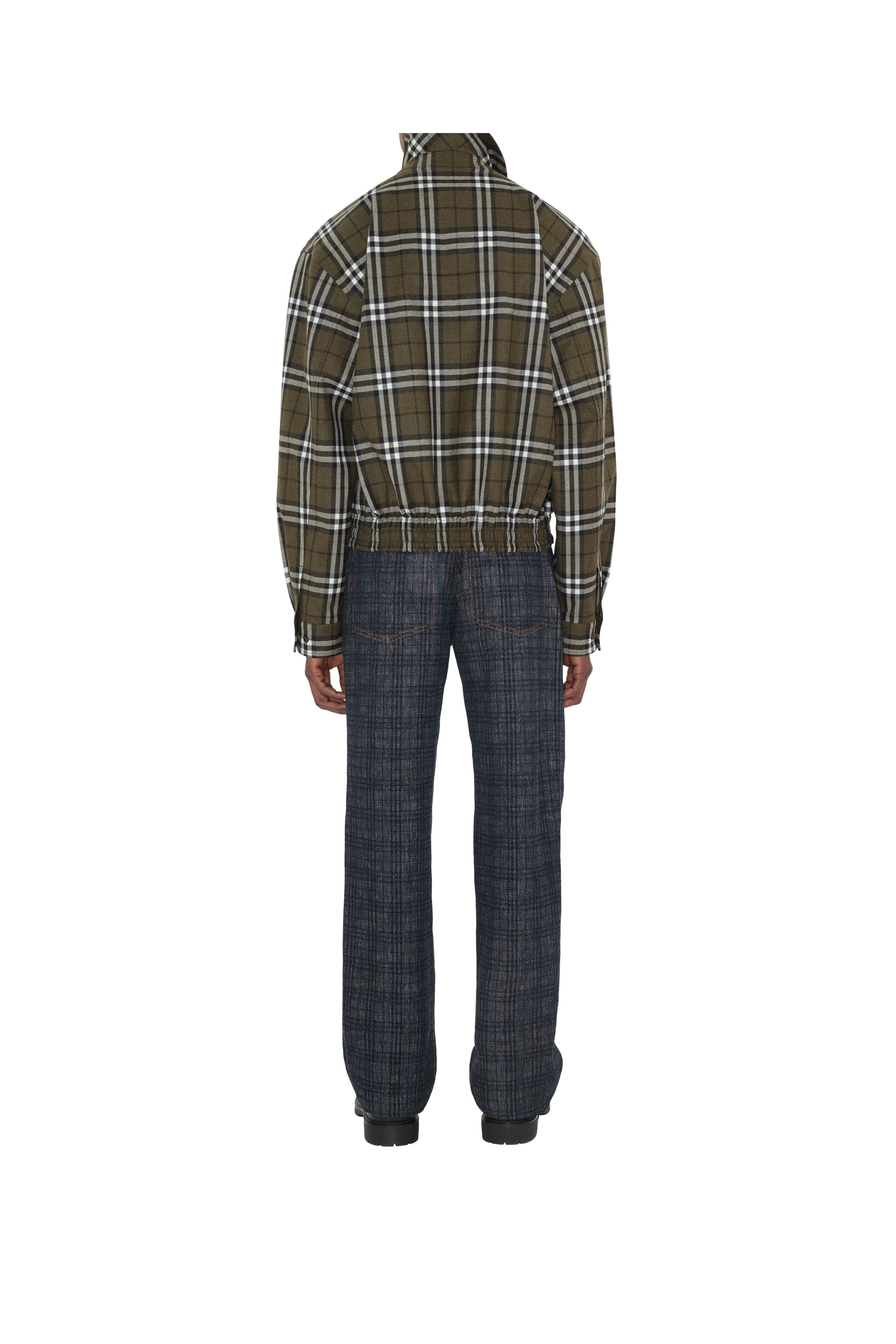 burberry Check Bonded Wool Harrington Jacket in Shrub Green/yew Green at Nordstrom - 4