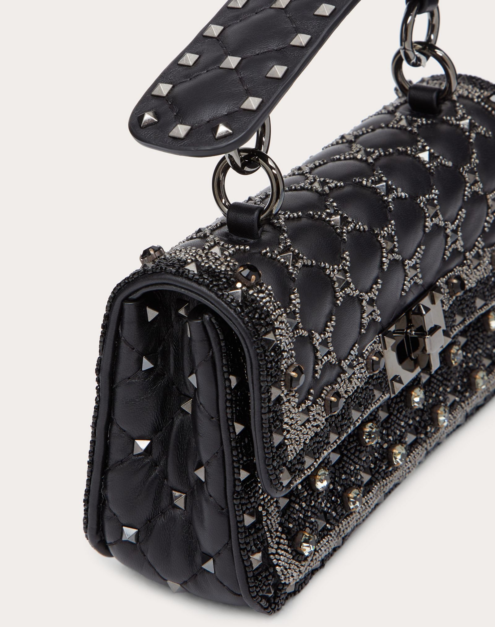 Small Rockstud Spike.It Bag with Geometric Embroidery - 5