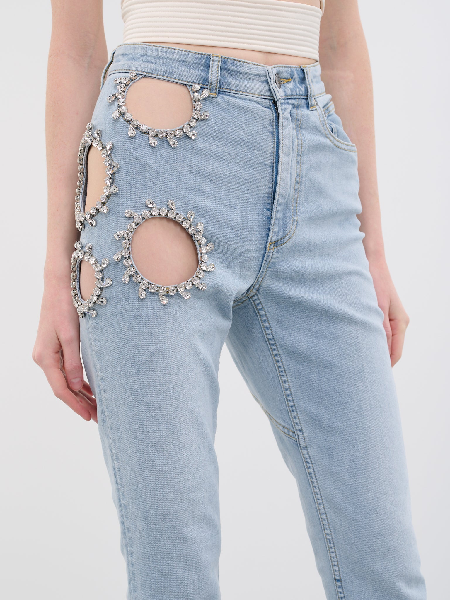 Crystal Grape Cut-Out Jeans - 4
