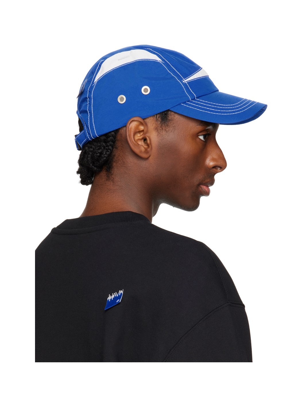 Blue & White Contrast Stitch Cap - 3