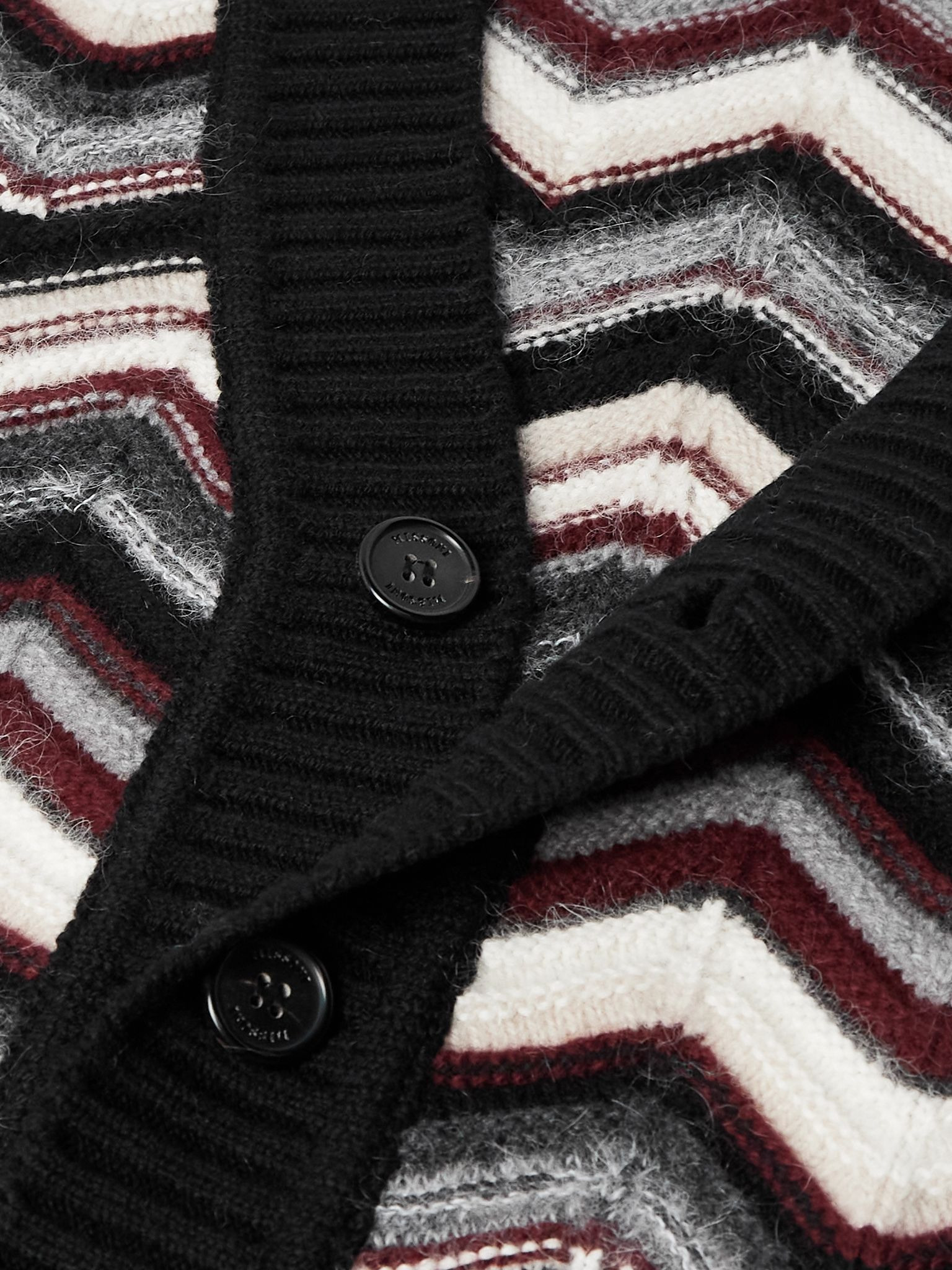 Striped Wool-Blend Jacquard Cardigan Dark gray - 4