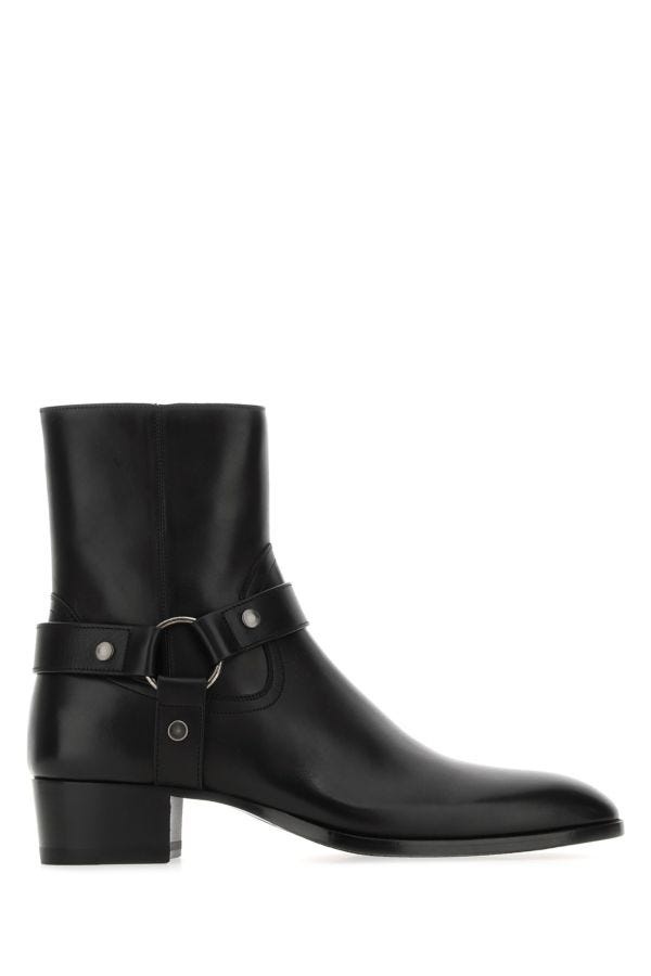 Saint Laurent Man Black Leather Ankle Boots - 1