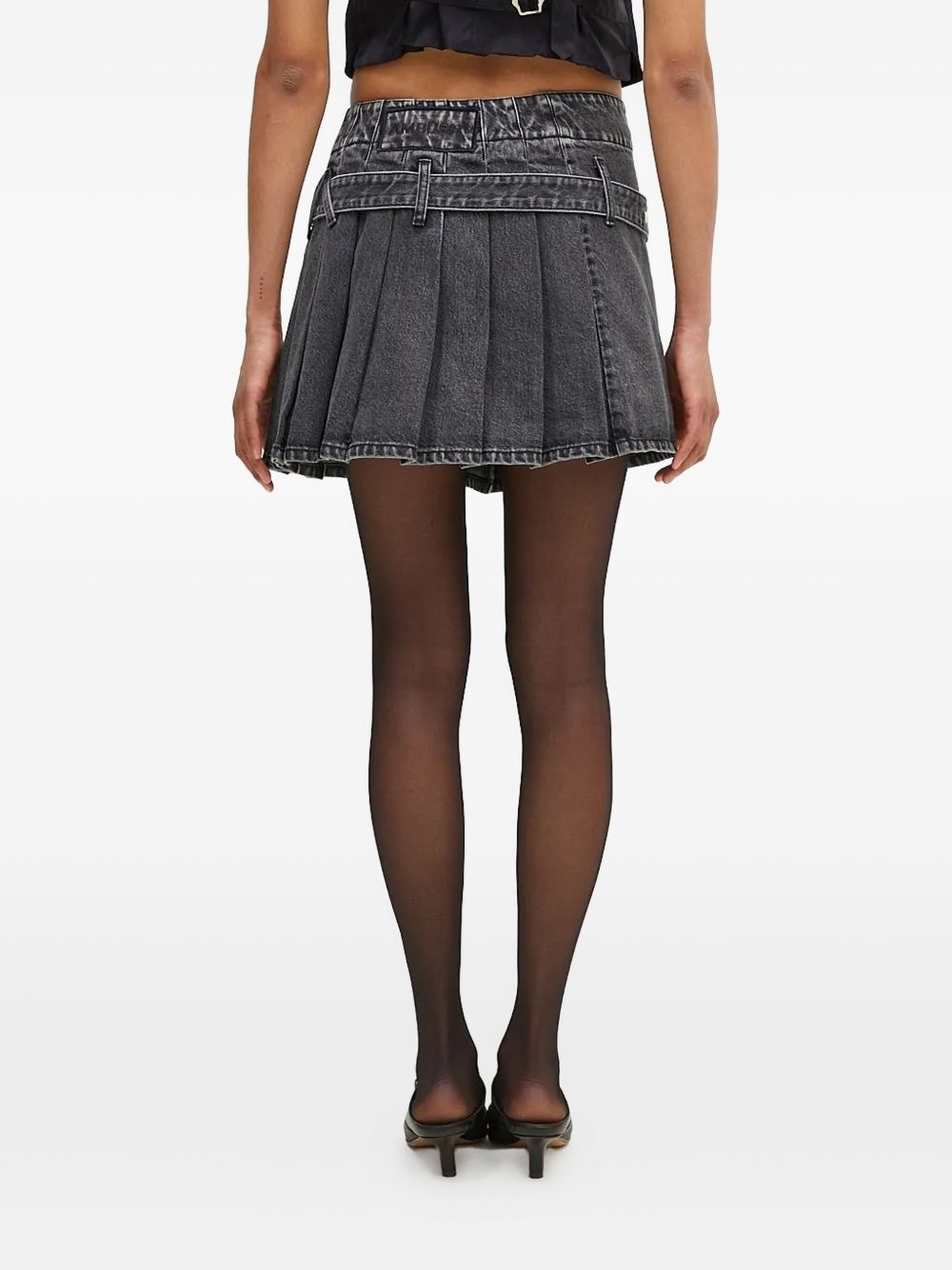 pleated belted denim skirt - 3
