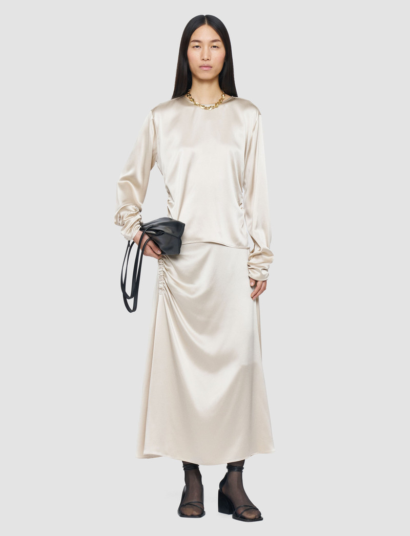 JOSEPH Anna Ruched Silk Satin Blouse outlook