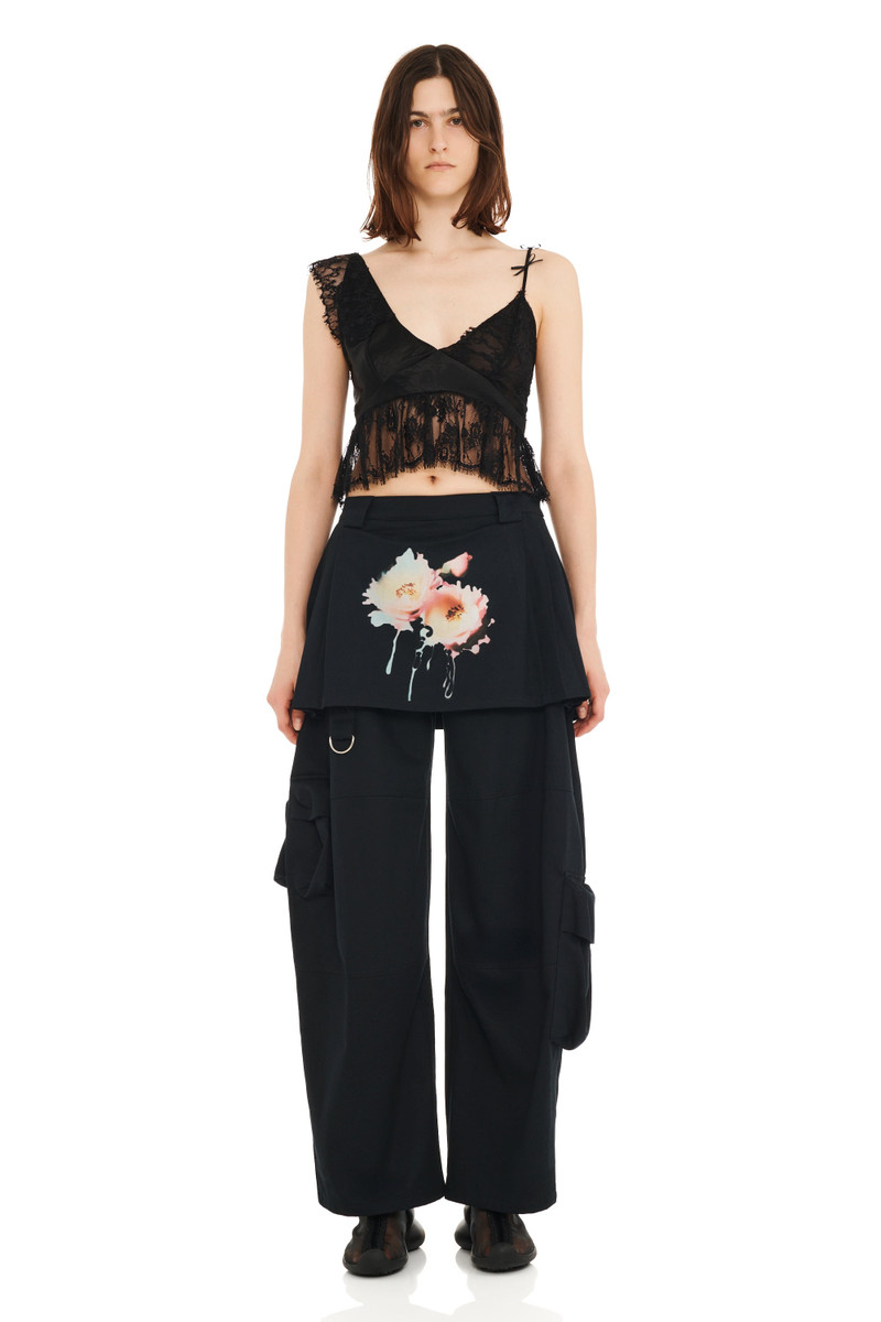 Collina Strada BLACK FLOWER DREAM LAWN SKIRT CARGO PANT outlook
