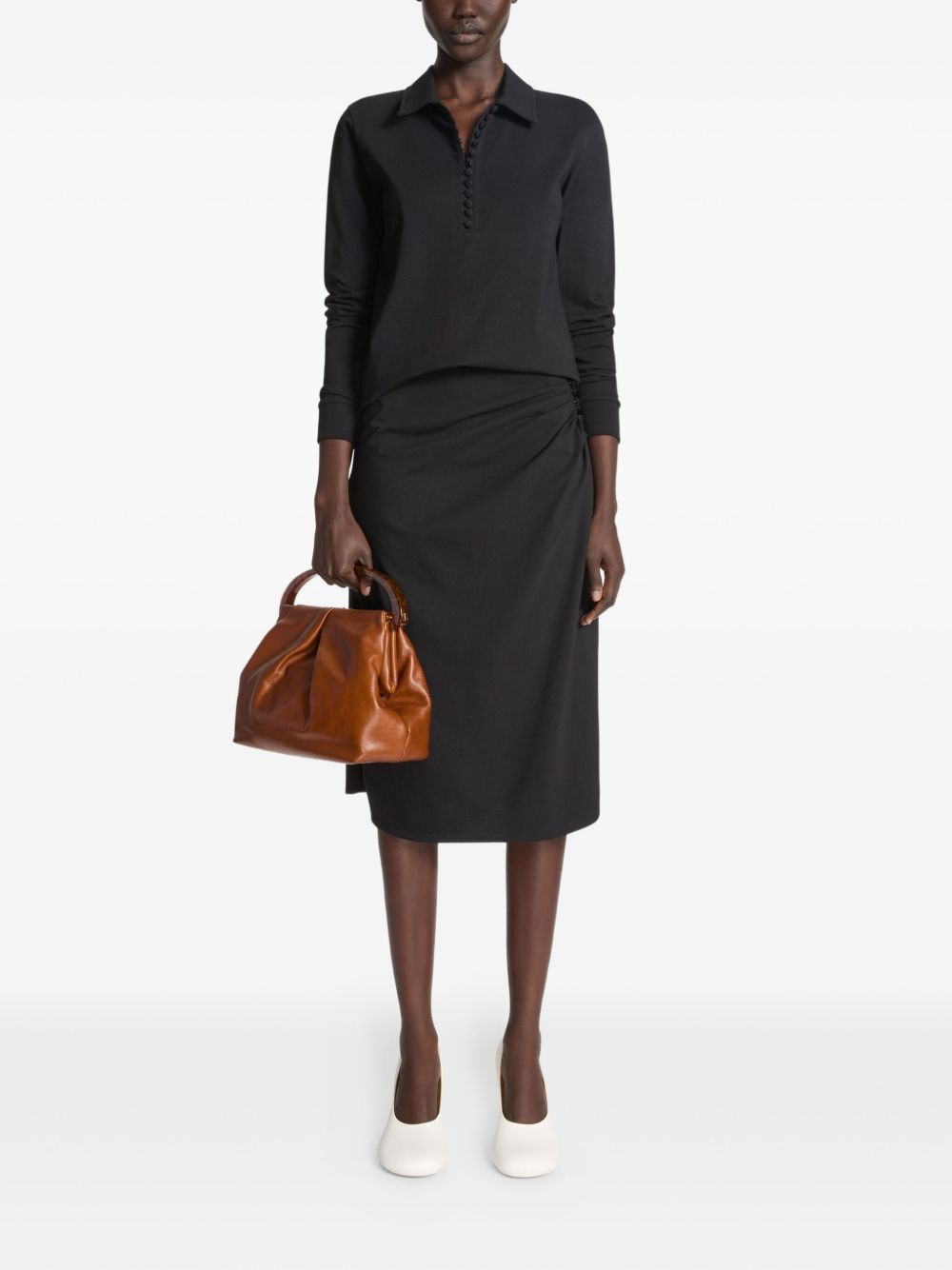 draped button-detail midi skirt - 2