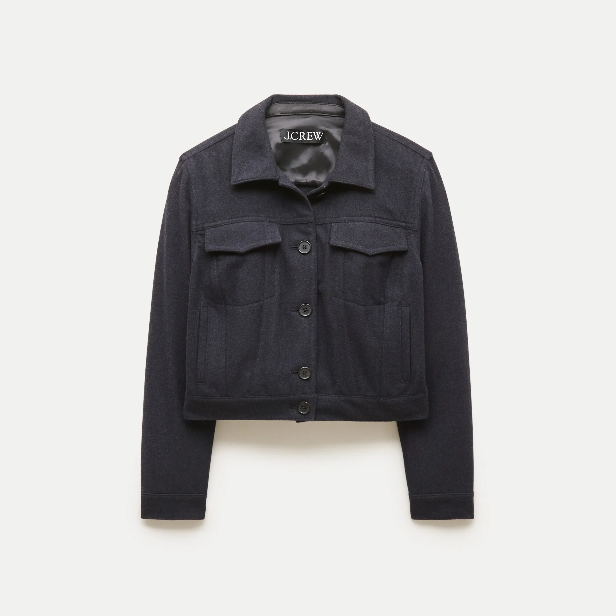 Cropped jacket in wool-blend flannel - 1