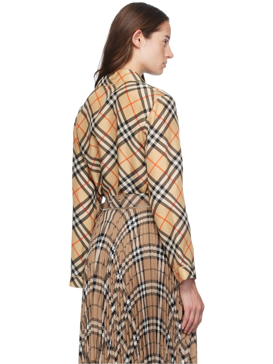Beige Check Pyjama Shirt - 3
