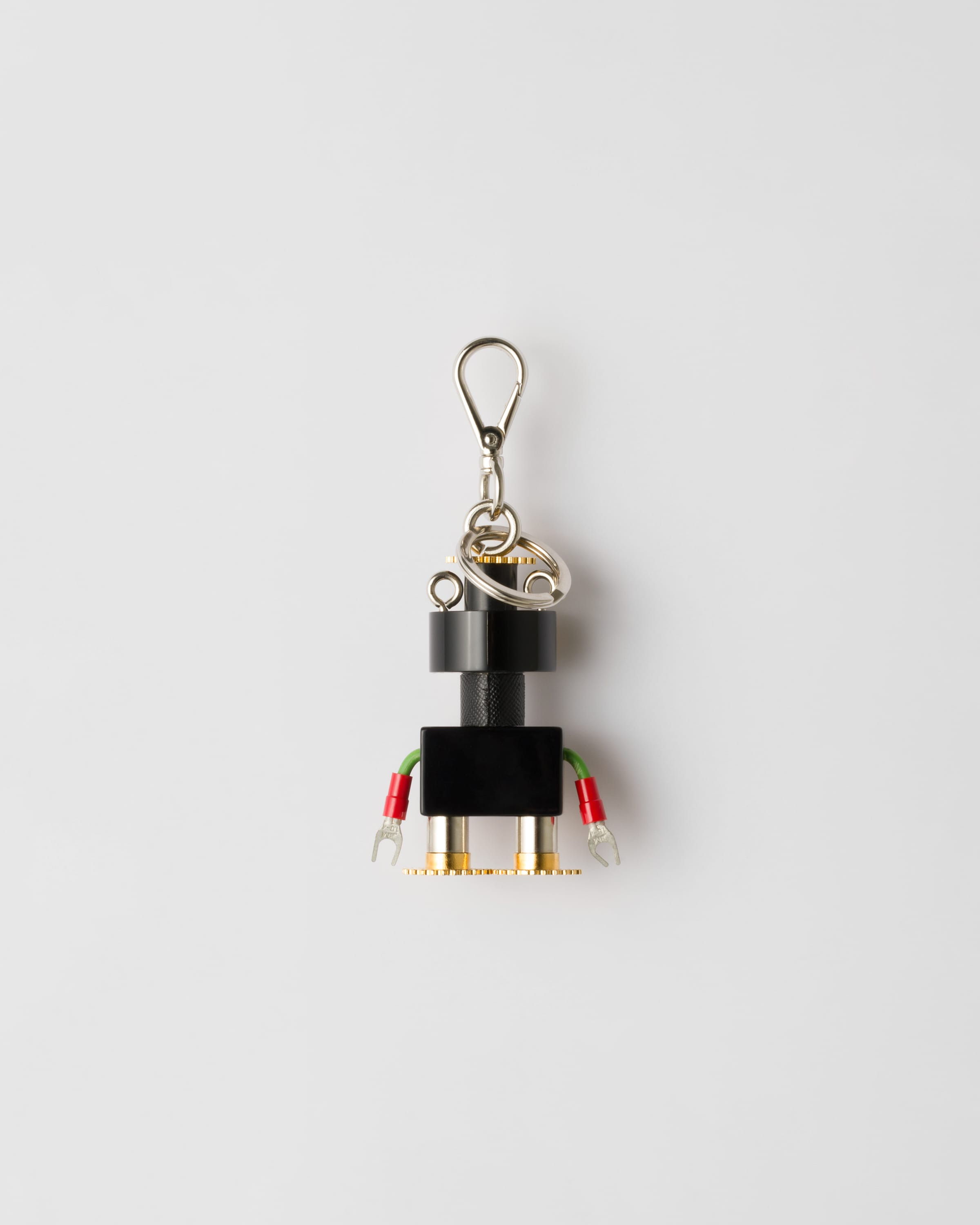 Plexiglas and Saffiano leather Robot keyring charm - 2