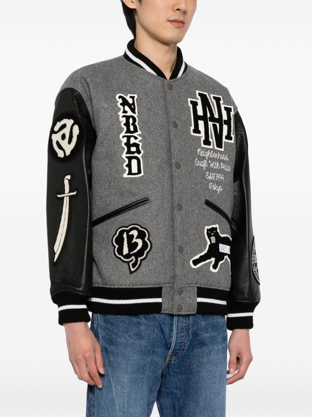 logo-patch varsity jacket - 3