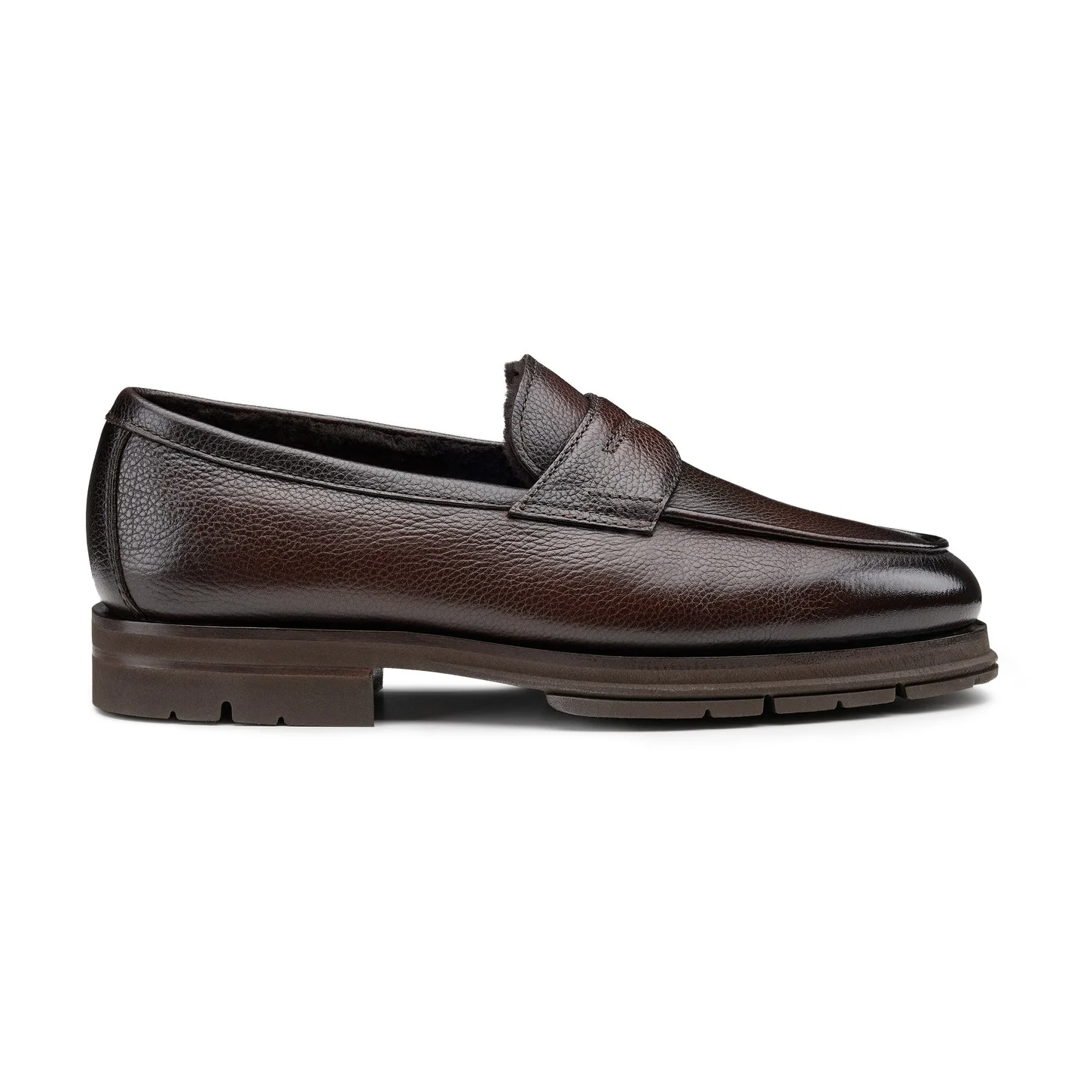 Men's dark brown leather penny loafer - 1