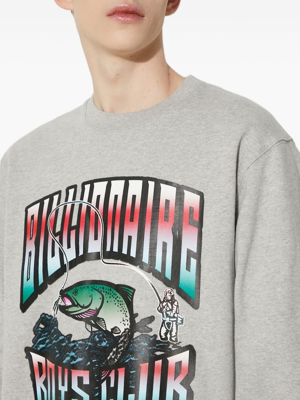 trout-print crew-neck sweatshirt - 4
