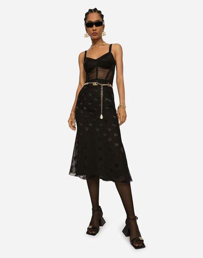 Dolce & Gabbana Devoré satin skirt with all-over DG logo outlook