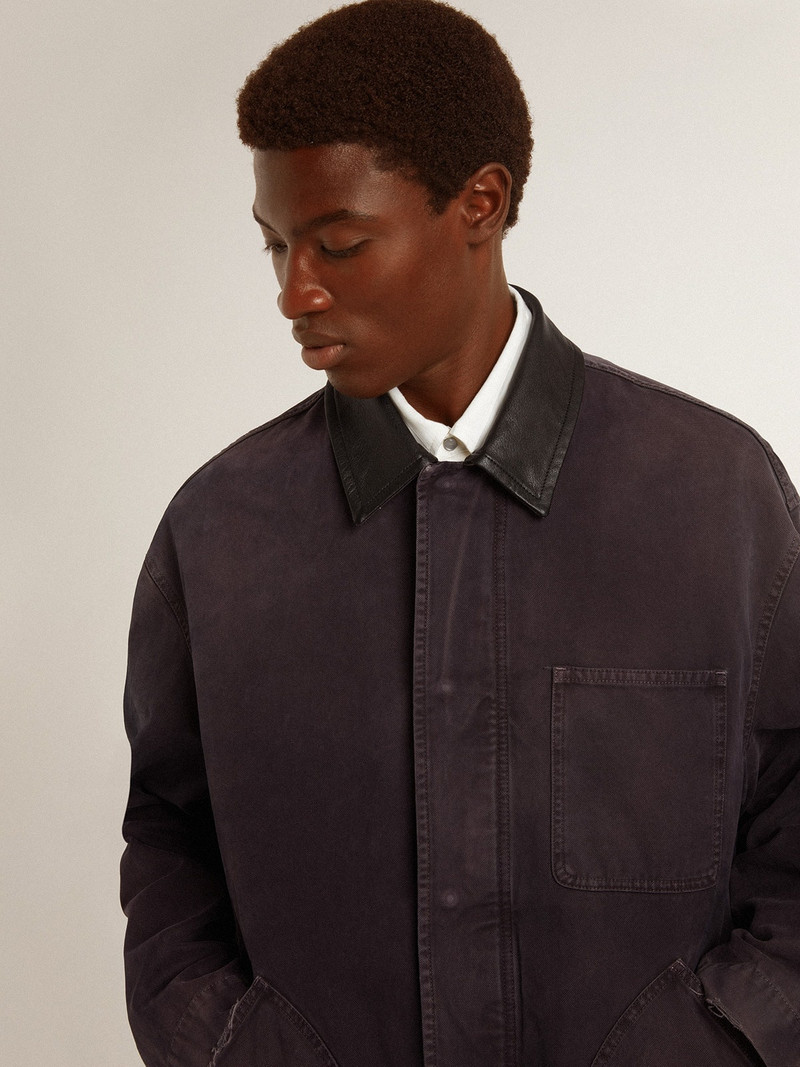 Men's denim 재킷은 흥분된 세부사항과 가죽 고리를 가진 재킷을 칩니다 5