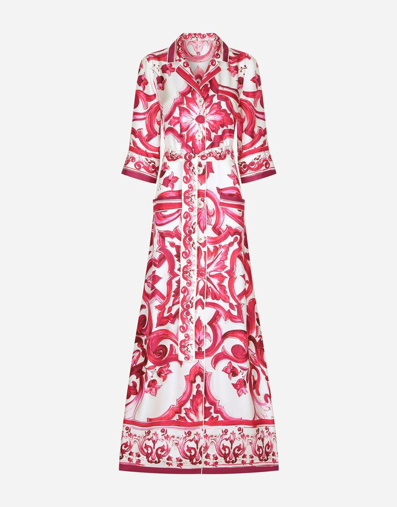 Long Majolica-print twill shirt dress 1