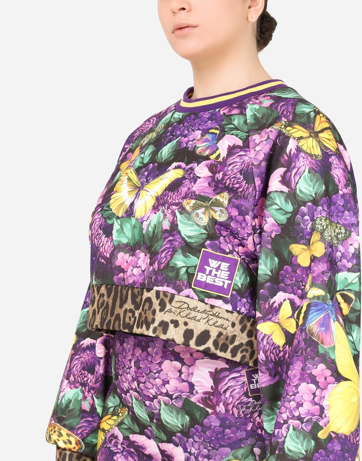 Round-neck jersey sweatshirt with butterfly print - 4